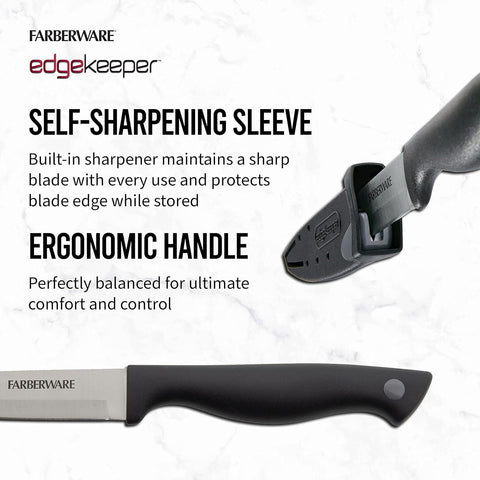 Image of Edgekeeper 4.5-Inch Fine Edge Utility Knife with Self-Sharpening Blade Cover, High Carbon-Stainless Steel Kitchen Knife with Ergonomic Handle, Razor-Sharp Knife, Black