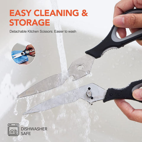 Image of Kitchen Shears, 2 Pack Heavy Duty Kitchen Scissors, Multipurpose Stainless Steel Scissors for Chicken, Poultry, Fish, Meat, Herbs, Dishwasher Safe