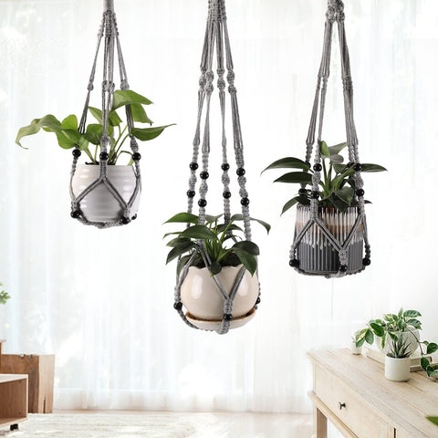 Image of 3 Pack Plant Hanger Indoor Hanging Planter Basket for Indoor Plants Hanging Plant Holders Indoor