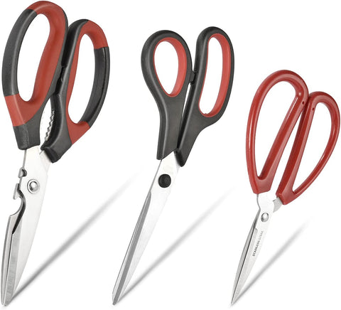 Image of Kitchen Shears, 3 Pack Kitchen Scissors Heavy Duty Meat Scissors, Cooking Scissors, Multipurpose Stainless Steel Scissors for Chicken, Fish, Turkey, Crab, Vegetables, Pizza