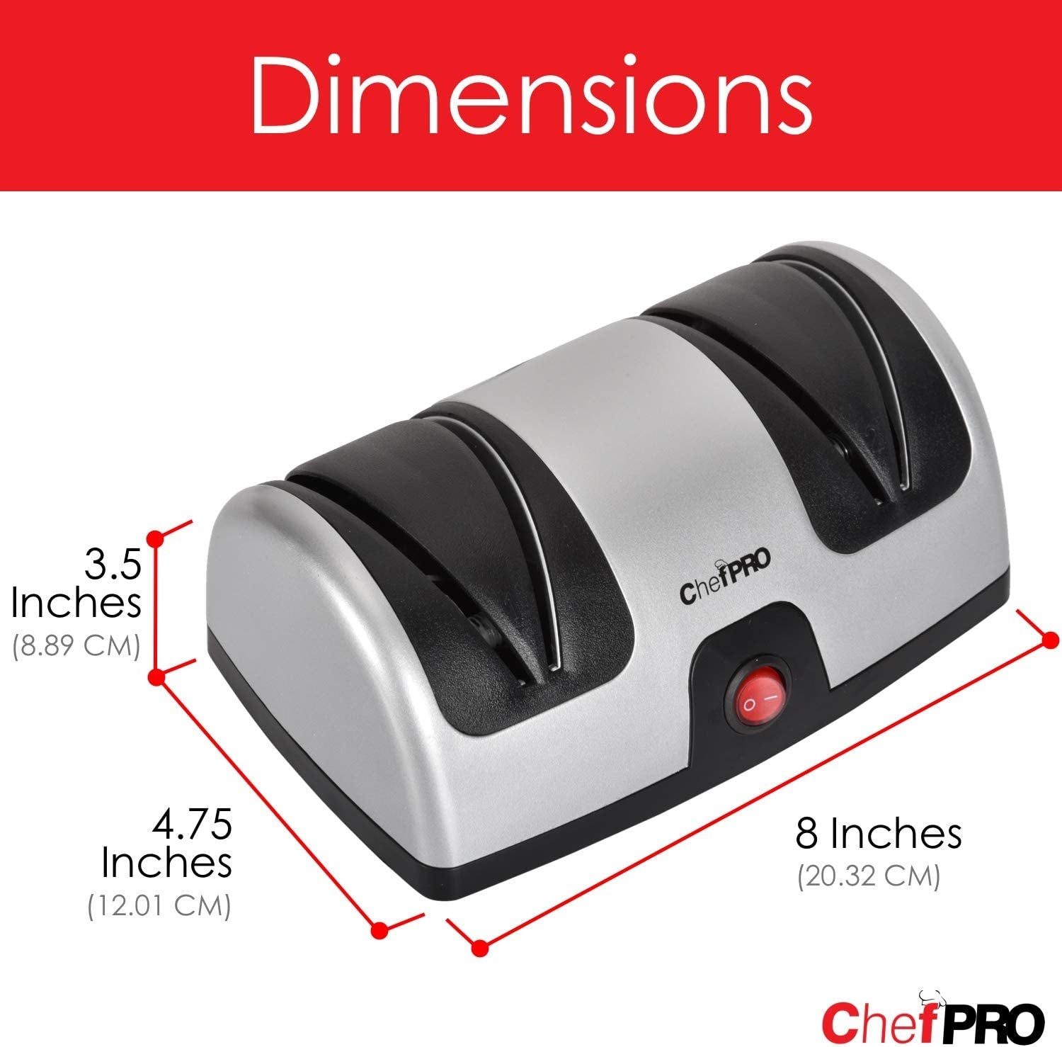 ELECTRIC KITCHEN KNIFE SHARPENER and POLISHING SYSTEM by , 2-Stage Sharpening, Compact and Easy-To-Use Design, Suction Cup Bottom and Easy Cleaning, Black-Silver