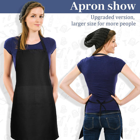Image of 30 Pack Adjustable Bib Apron with 2 Roomy Pockets Bulk Unisex Commercial Cooking Kitchen Aprons Machine Washable