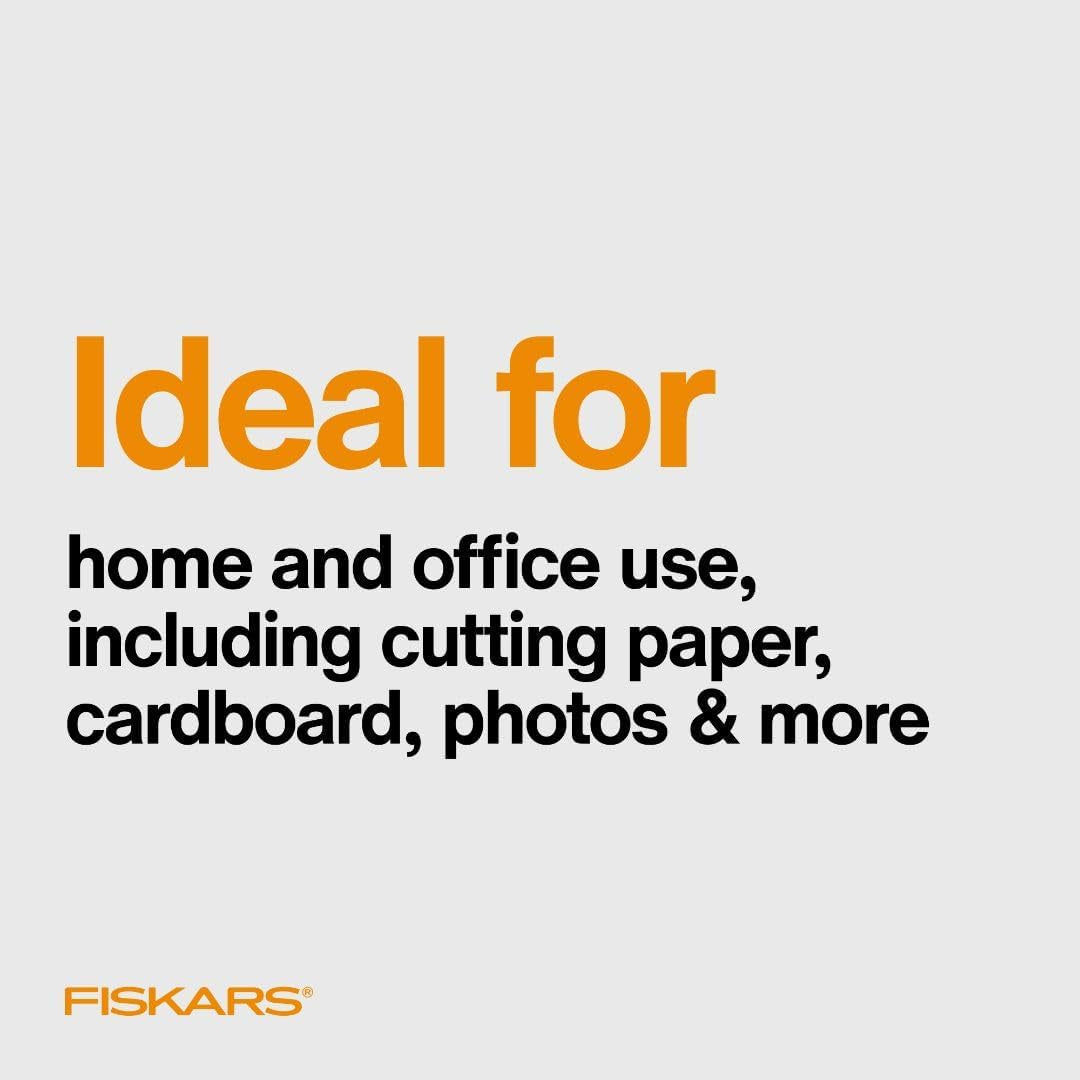 Softgrip Contoured Performance Scissors All Purpose - Stainless Steel - 8" - Straight Paper and Fabric Scissors for Office, and Arts and Crafts - Grey