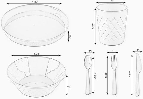 Image of Kids Dinnerware Set for 4 | 24 Piece Plastic Dishes Dinnerware Sets | Dinnerware Set Plastic 4 Plates, 4 Bowls, 4 Cups, 4 Forks, 4 Knives, and 4 Spoons