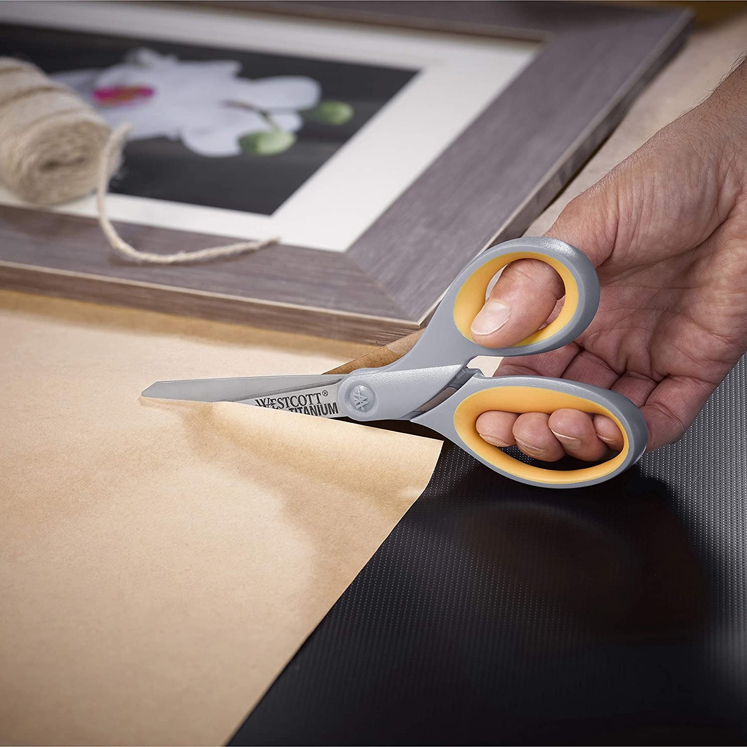 13901 8-Inch Titanium Scissors for Office and Home, Yellow/Gray, 2 Pack