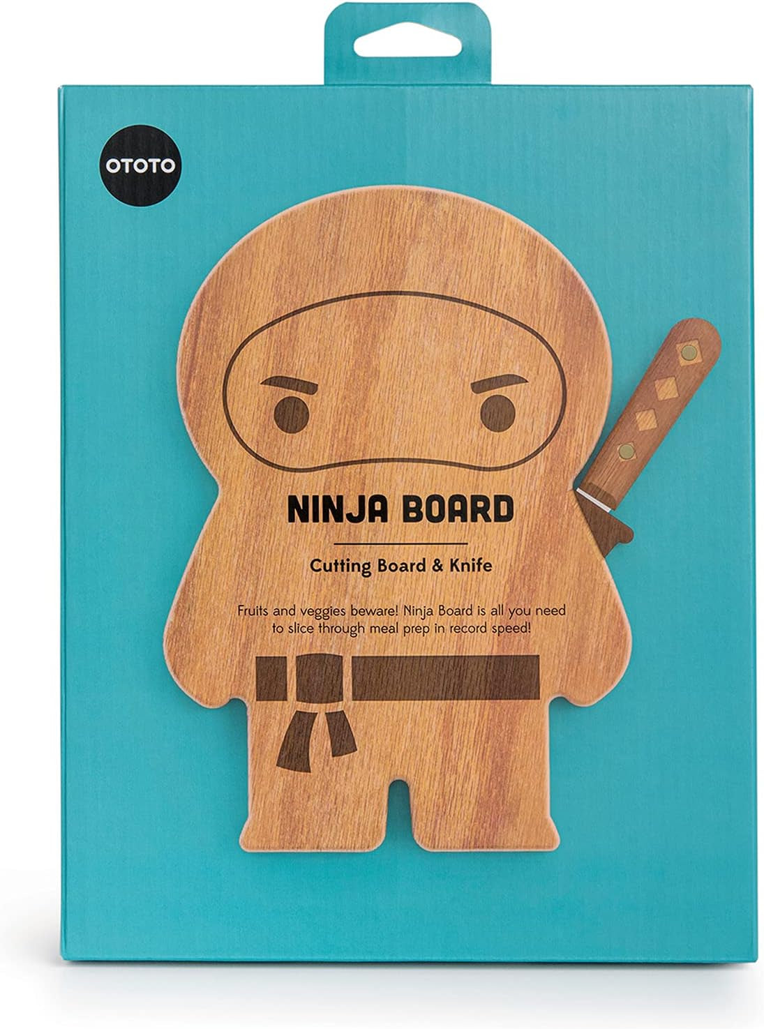 NEW!! Cutting Board & Knife Set by  - Wooden Cutting Boards for Kitchen - Housewarming Gift, Small Cutting Board Wood, Funny Kitchen Gadgets, Cooking Gifts (Ninja)