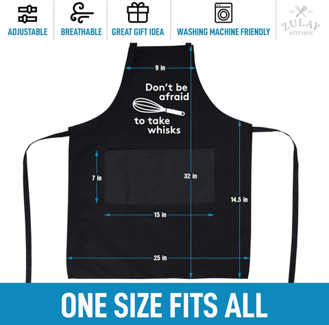 Image of Zulay 2-Pack Funny Aprons for Men & Women - Kitchen Aprons with Adjustable Neck Strap & 2 Large Pockets
