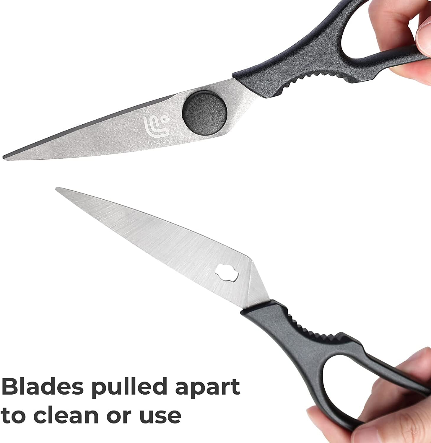 Kitchen Shears Heavy Duty Kitchen Scissors with Magnetic Holder, Dishwasher Safe Scissors All Purpose Come Apart Blade Made with Japanese Steel 4034 for Meat/Vegetables/Bbq/Herbs, Black