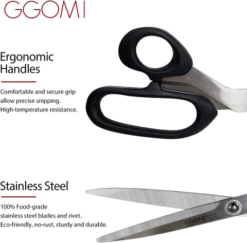 Image of Heavy Duty Multi-Purpose Kitchen Shears, Korean Barbecue Kalbi Rib Meat Cutting/Micro-Serrated 2.2T Blade/Quality Stainless Steel Scissors Large 9.6-Inches