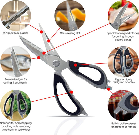 Image of 9" Premium Kitchen Shears with Detachable Blades by , Stainless Steel, All Purpose Come Apart Utility Scissors, Heavy Duty Kitchen Scissors, Meat Scissors, Poultry Shears