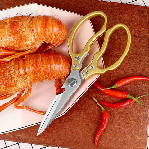 Image of Kitchen Scissors, Heavy Duty Sharp Kitchen Shears Dishwasher Safe,Gold Kitchen Accessories Cooking Shears for Kitchen Meat Chicken Fish Poultry Herb Bread (Gold)