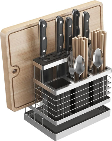 Image of Knife Holder, Knife Block, Cutting Board Organizer, Knife Organizer, Knife Holder for Kitchen Counter, Cutting Board Organizer for Cabinet, Storage for Knives, Cutting Boards, Spoons, Etc.