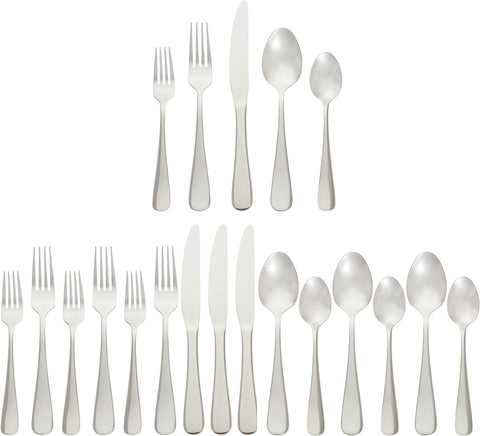 Image of 20-Piece Stainless Steel Flatware Set with round Edge, Service for 4, Silver
