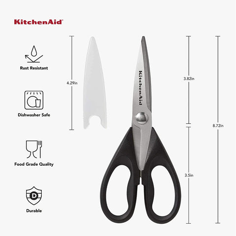 Image of All Purpose Kitchen Shears with Protective Sheath for Everyday Use, Dishwasher Safe Stainless Steel Scissors with Comfort Grip, 8.72-Inch, Black