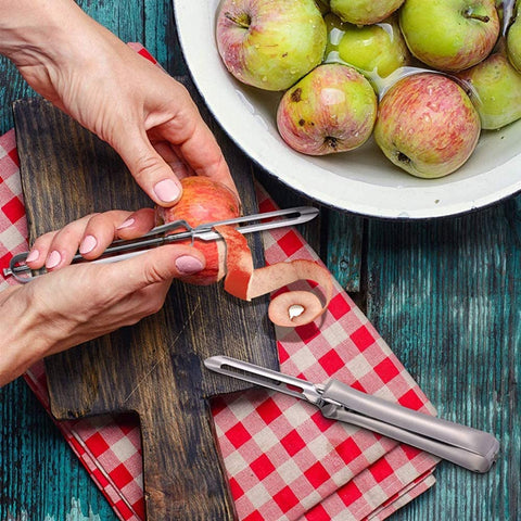 Image of Kitchen Vegetable Peeler-Stainless Steel Rotary Peeler for Vegetable and Carrot Fruit,With Ergonomic Safety and Control Handle-Dishwasher Safety