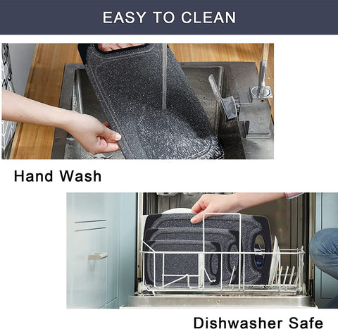 Image of Plastic Cutting Board, Set of 3 Small to Large Cutting Board Set Dishwasher Safe with Juice Grooves, Easy Grip Handle, Non-Slip, with Grinding Area for Grinding Garlic and Ginger Cutting Boards