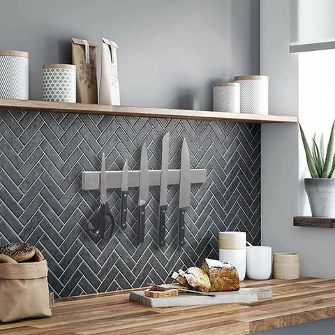 Image of Magnetic Knife Holder for Wall No Drilling – 16 Inch Stainless Steel Magnetic Knife Holder Self Adhesive - Kitchen Magnetic Knife Strip with Adhesive Sticker