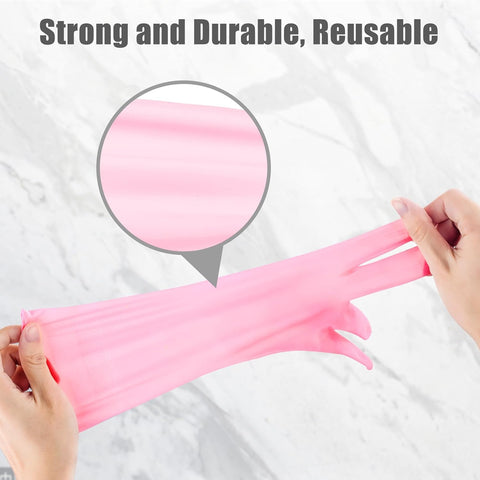 Image of Reusable Rubber Gloves 3 or 6 Pairs for Cleaning Rubber Dishwashing Gloves for Kitchen.