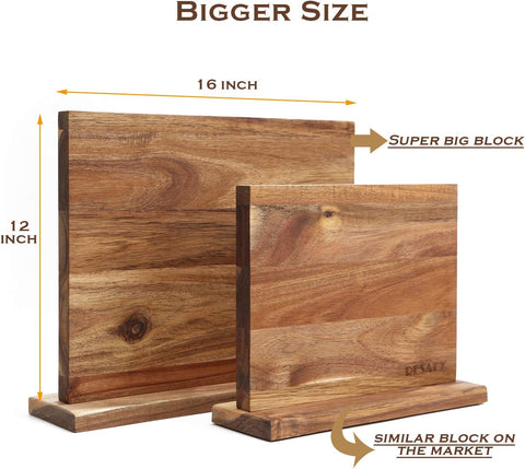 Image of Double Side Magnetic Knife Block,16X 12 Inches Bigger than Others Knife Magnet Holder Wooden Rack Magnetic Stands with Strong Enhanced Magnet Multifunctional Storage Knife Holder.