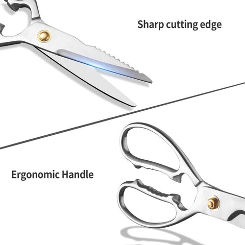 Image of Professional Kitchen Scissors - Food Cooking Scissors - Stainless Steel Utility Scissors - Heavy Duty Kitchen Shears - Vegetable, Meat, Fish,Pizza Scissors - Food Scissors Poultry Shears