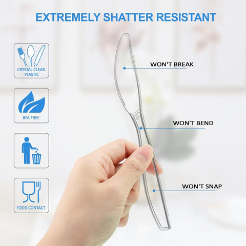 Image of Disposable Knives, 100 Counts Cutlery Set and Disposable Cutlery, Forks Spoons and Knives Set, Safe, Healthy and Non-Toxic for Daily Use and Gathering Parties, Restaurant Kitchen Utensils Set