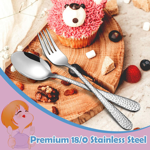 Image of Toddler Forks and Spoons Set, 10-Piece Stainless Steel Toddler Utensils Kids Safe Silverware for Self Feeding, Healthy & Non-Toxic, Dishwasher Safe