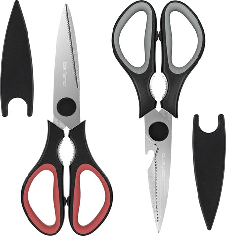Image of Kitchen Shears, 2 Pack Heavy Duty Kitchen Scissors, Multipurpose Stainless Steel Scissors for Chicken, Poultry, Fish, Meat, Herbs, Dishwasher Safe