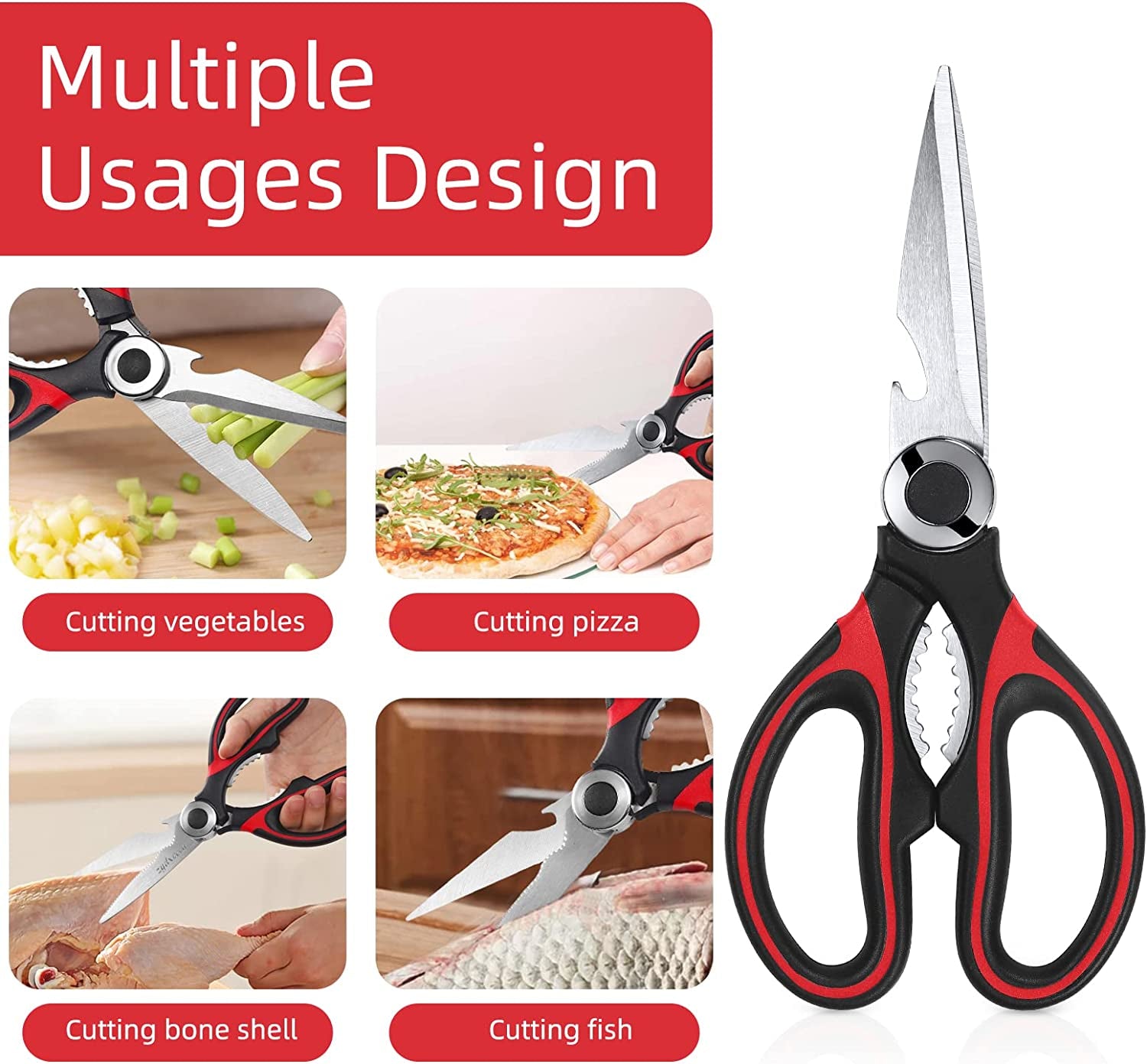 Kitchen Scissor for General Use 2-Packs,Heavy Duty Kitchen Raptor Meat Shears,Dishwasher Safe Cooking Scissors, Stainless Steel Multi-Function Scissors for Food,Chicken,Poultry, Fish, Pizza,Herbs