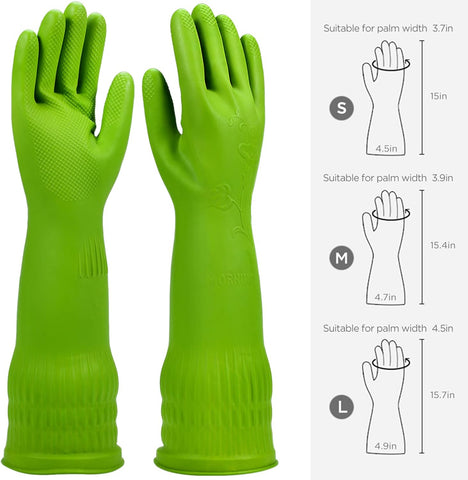 Image of Rubber Dishwashing Gloves 3 or 6 Pairs for Kitchen,Cleaning Washing Dish Gloves Long for Household Reuseable Durable.