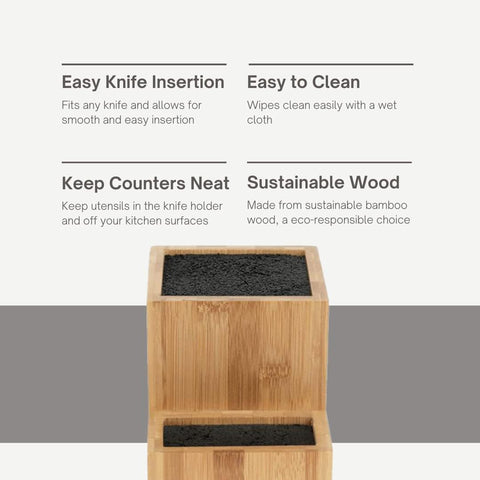 Image of Knife Holder- Universal Knife Holder- Bamboo Wood Kitchen Knife Holder, Extra Large Knife Storage, Universal Knife Block