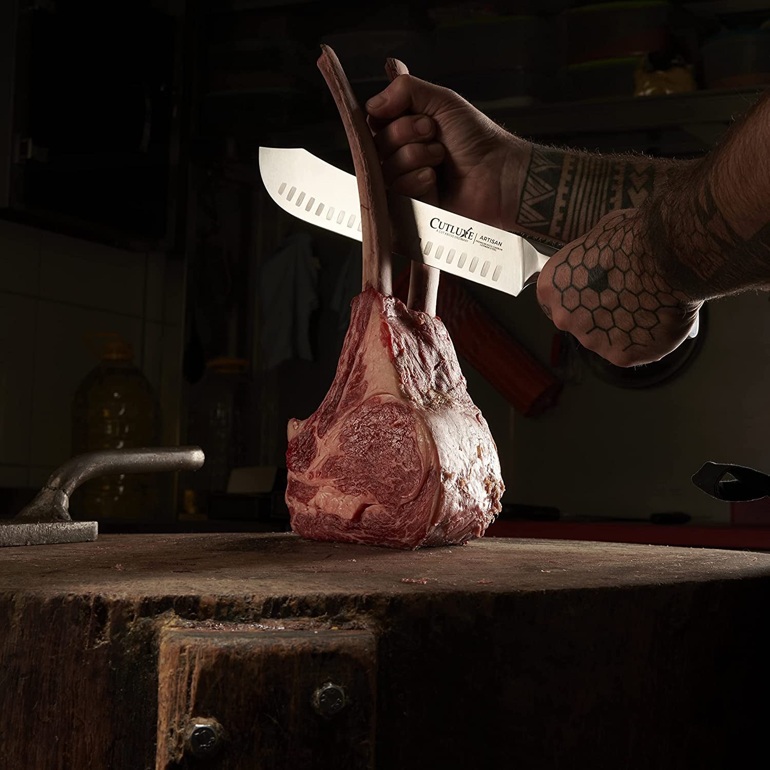 Butchers Knife Set – Cimeter and Bullnose Butcher Breaking Knives – Forged High Carbon German Steel – Full Tang & Razor Sharp – Ergonomic Handle Design – Artisan Series