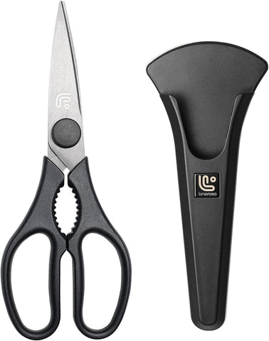 Image of Kitchen Shears Heavy Duty Kitchen Scissors with Magnetic Holder, Dishwasher Safe Scissors All Purpose Come Apart Blade Made with Japanese Steel 4034 for Meat/Vegetables/Bbq/Herbs, Black