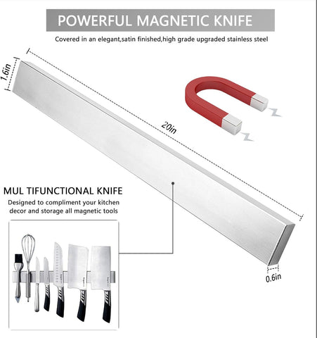 Image of Magnetic Knife Strip, 20 Inch Stainless Steel Magnetic Knife Holder for Wall, Knife Storage Bar, Knife Rack, Magnetic Tool Organizer, Home & Kitchen Accessories, Kitchen Utensil Holder