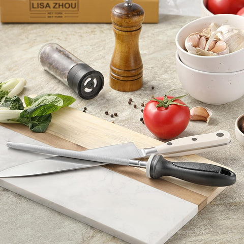 Image of Knife Sharpener Rod,  12 Inch Knife Sharpening Steel, Knife Sharpening Rod with Ergonomic PP Handle (Black)