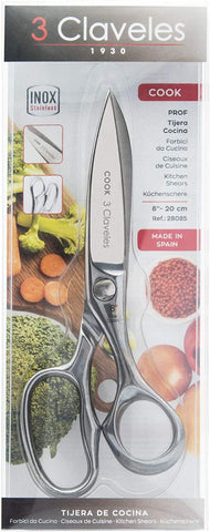 Image of Prof Professional Stainless Steel Cook'S Scissors Line Cook for Meat Fish, Gloss, Chicken Hunting Pizza Microserrated Edge Kitchen Accessories 8" - 20 Cm