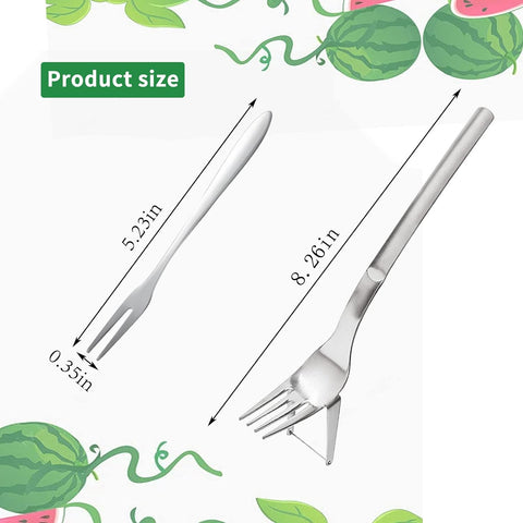 Image of 2 Packs 2-In-1 Watermelon Slicer Cutter & 4 Pieces Stainless Steel Fruit Fork, Watermelon Fork Slicer Artifact, Summer Watermelon Cutting Tool for Family Parties Camping