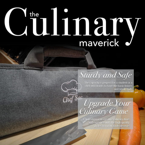 Image of Chef Knife Roll Bag Travel Case | 8 Pockets for Knives & Tools | 2 Flaps with Cleaver & Mesh Pocket | Honing Rod Slot | Chef Knife Case for Professional & Students | Knives Not Included (Denim Grey)