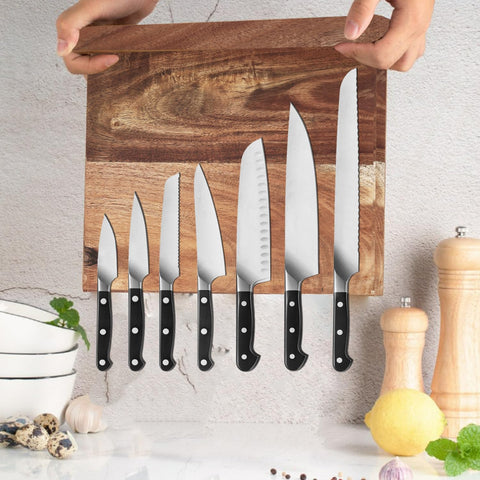 Image of Double Side Magnetic Knife Block,16X 12 Inches Bigger than Others Knife Magnet Holder Wooden Rack Magnetic Stands with Strong Enhanced Magnet Multifunctional Storage Knife Holder.