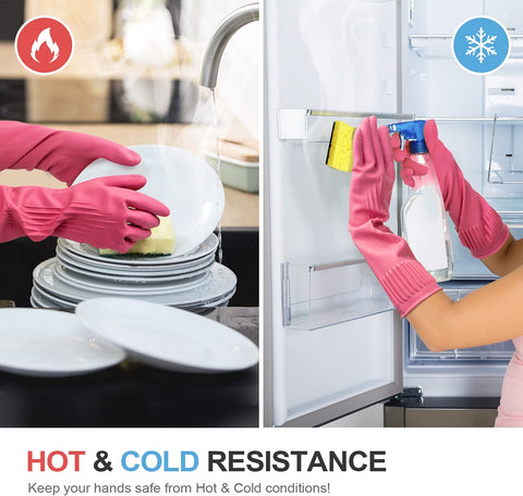 Image of Mamison 2 Pairs Reusable Waterproof Household Dishwashing Cleaning Rubber Gloves, Non-Slip Kitchen Glove(Medium)