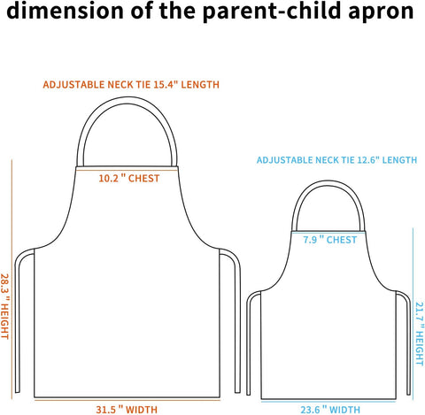 Image of Matching Apron for Kids and Mom, Women Child Kitchen Apron Set with Chef Hat for Cooking Baking BBQ