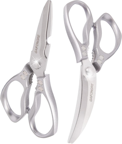 Image of Heavy Duty Kitchen Scissors 2-Pack,High Stainless Steel Sharp Blade,Dishwasher Safe Meat Scissors Cooking Shear for Chicken Fish Meat Color SILVER