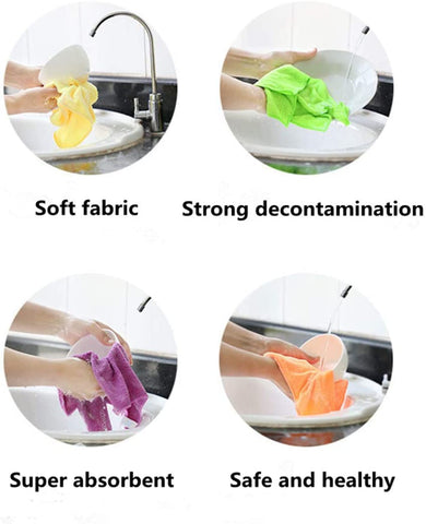 Image of Rubber Cleaning Gloves Kitchen Dishwashing Glove 2-Pairs and Cleaning Cloth 2-Pack,Waterproof Reuseable. (Medium)