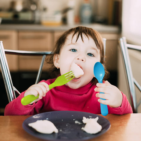 Image of Toddler Utensils Set of 18 Plastic Kids Utensils Forks and Spoons - BPA Free/Dishwasher Safe Toddler Flatware Set Brightly Colored Children'S Safe Silverewre Cutlery Set