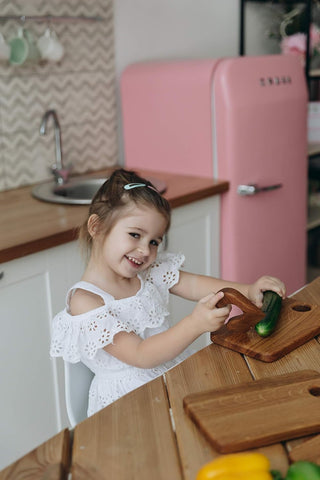 Image of Wooden Safe Knife for Kids, Kids Utensil Montessori Knife, Vegetable and Fruit Chopper, Ash Wood