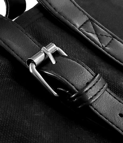 Image of Heavy Duty 16Oz. Waxed Canvas 10 Pocket Chef Knife Roll Bag Knife Case with Mesh Tool Pocket (Black)