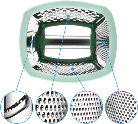 Image of Professional Cheese Grater - Stainless Steel, XL Size, 4 Sides - Perfect Box Grater for Parmesan Cheese, Vegetables, Ginger - Dishwasher Safe - Mint
