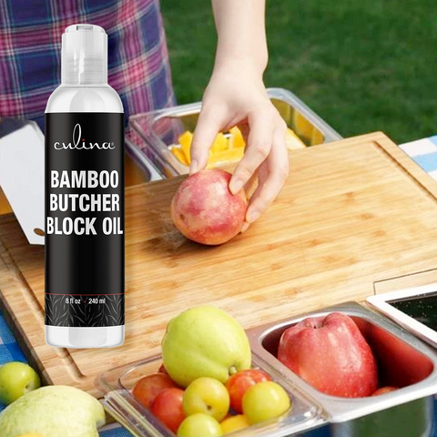 Image of Culina Natural Mineral Oil for Bamboo Butcher Blocks |Kosher OU certified | Food-Grade, 8 fl oz | Made in USA - Livananatural