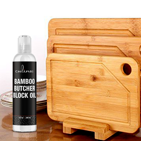 Image of Culina Natural Mineral Oil for Bamboo Butcher Blocks |Kosher OU certified | Food-Grade, 8 fl oz | Made in USA - Livananatural