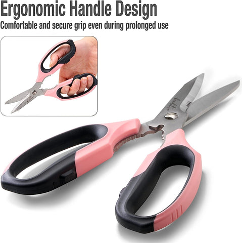 Image of Multi-Purpose 8" Kitchen Shears - Detachable, Serrated Blades, Japanese Stainless Steel - Ergonomic Handle, Protective Cover - Dishwasher Safe