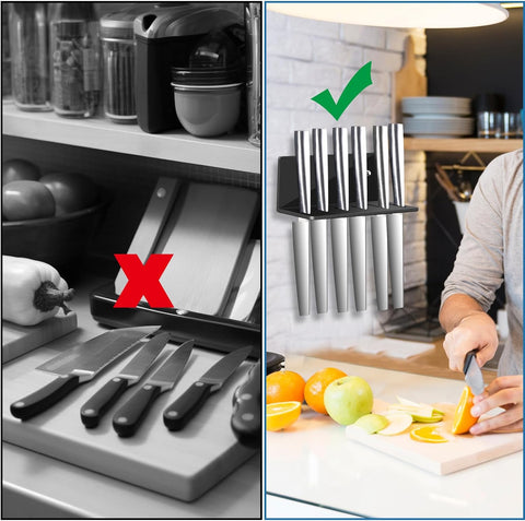 Image of 6.7-Inch Knife Holder Punch-Free Knife Bar Strong Knife Acrylic Holder Cheese Knife Organizer Kitchen Knife Cutlery Organizer 2Pack